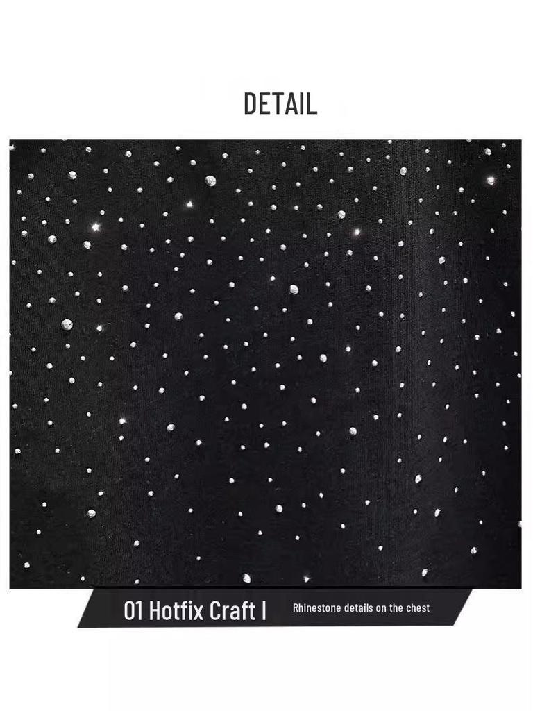 Men's Stylish Round Neck Rhinestone T-Shirt with Short Sleeves