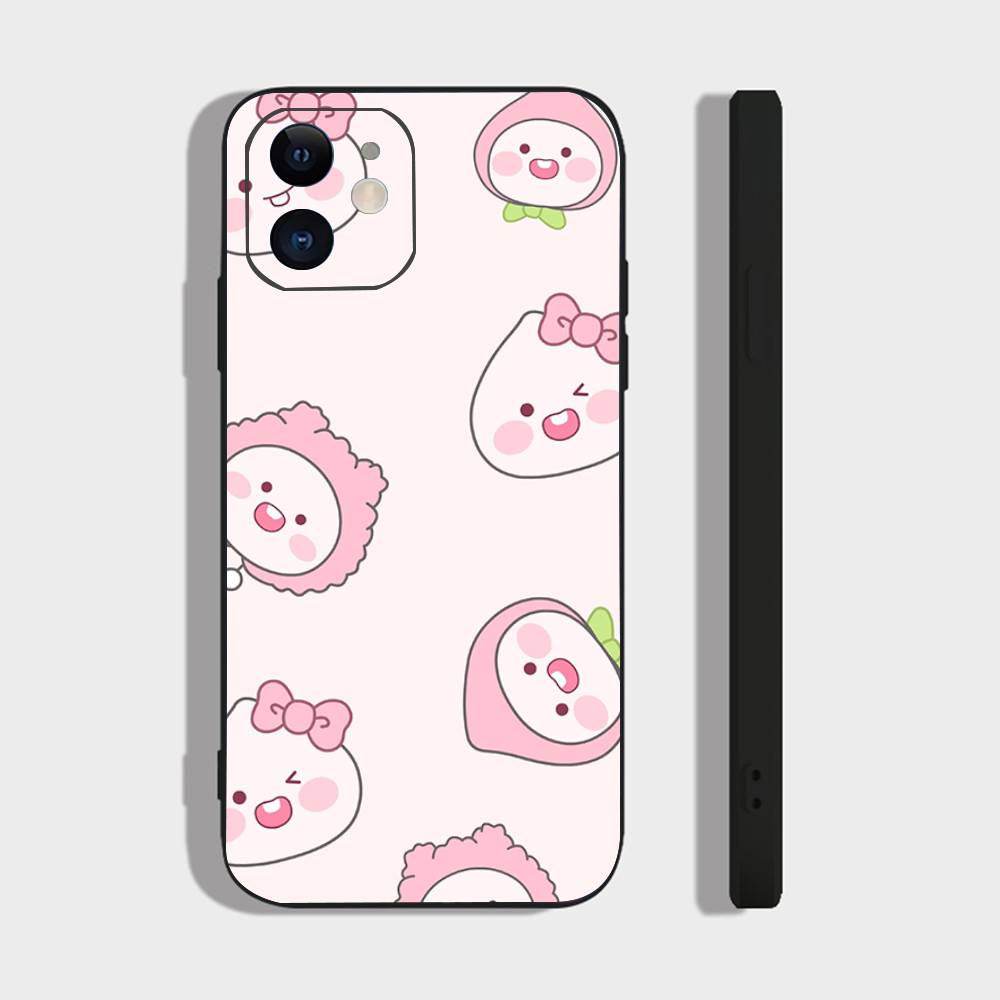 Korea Cartoon K-KAKAO CUTE F-FRIENDS Phone Case For IPhone 17 Air 16 15 14 13 Pro Max 11 12 Black Silicone Cover