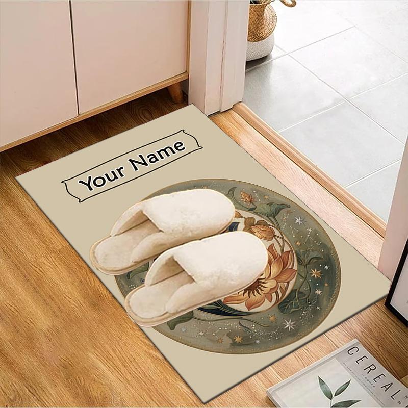 1PC Custom Name Celestial Lotus Garden Theme Floor Mat Ideal for Living Room, Game Rooms, Office, Bedroom,Floor Mat Playful Design