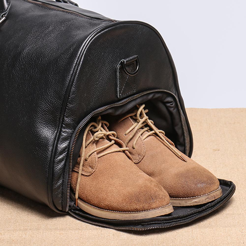 Мужская дорожная сумка из натуральной кожи, повседневная ручная сумка, большая вместительная сумка для фитнеса, карман для обуви на плечо для 18-дюймового ноутбука