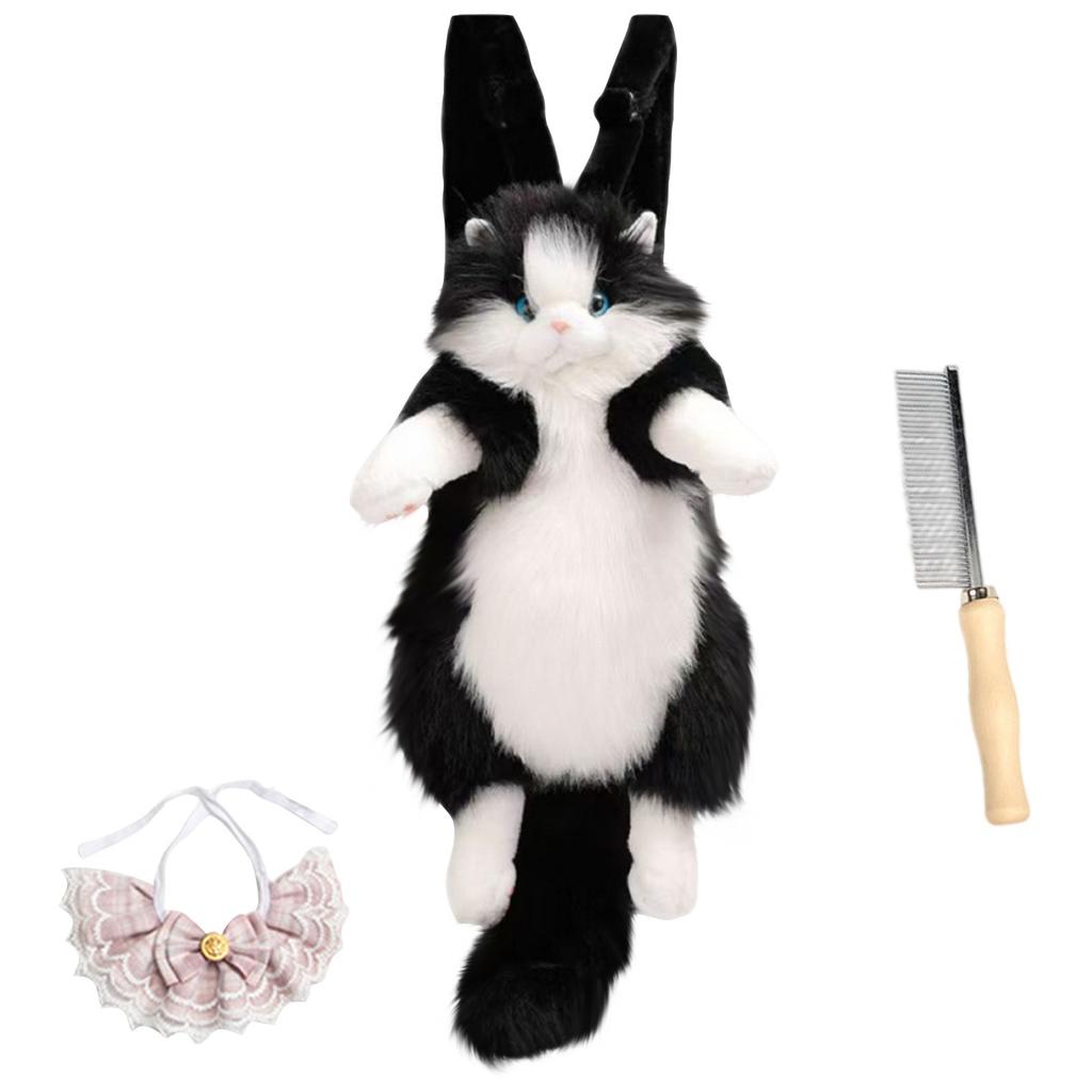 Рюкзак в виде мягкой игрушки Милый плюшевый рюкзак в виде кошки, Сделанный вручную реалистичный рюкзак в форме кошки для сопровождения плюшевой кошки