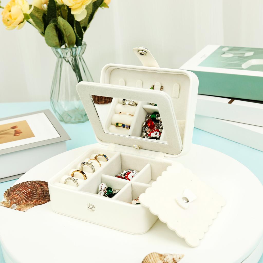 Портативная коробка для хранения ювелирных изделий Мини дорожная шкатулка для ювелирных изделий Квадратный футляр для хранения ювелирных изделий Органайзер для серег, ожерелий, колец Дисплей
