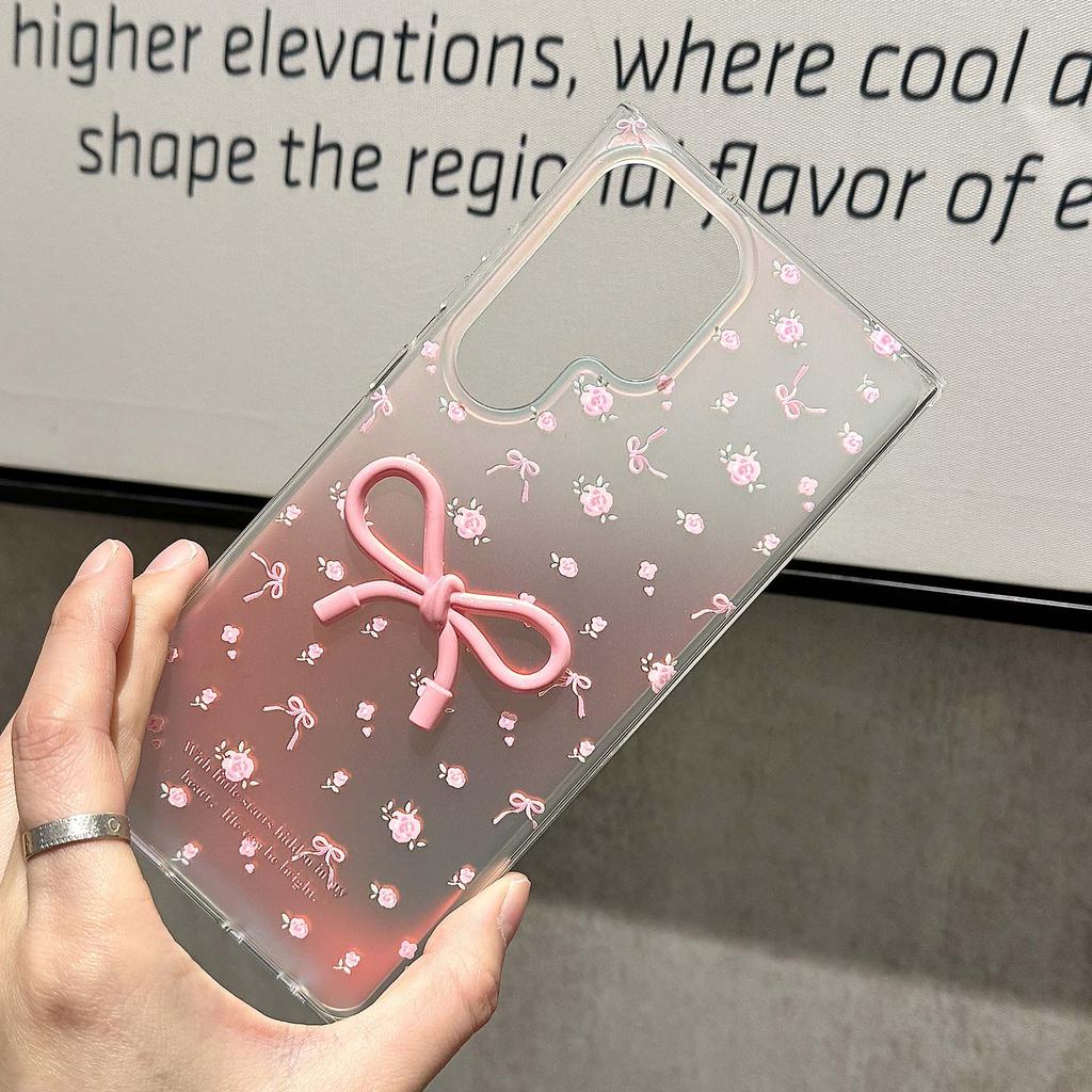 For Samsung Galaxy S24 Ultra Case Flower Pattern IMD TPU Phone Cover with Chain