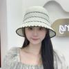 Color Matching Striped Plain and Versatile Bucket Hat Summer Hollow Breathable Sun Hat Dome Showing Face Small Straw Bucket Hat