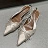 Summer Butterfly-knot Women Sandals Pointed Toe Singbacks Shoes Ladies Elegant Dancing Party Pumps Zapatos De Mujer