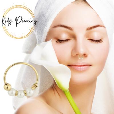 KODY PIERCING Ювелирные изделия для пирсинга из желтого золота 9 карат, кольцо в носу с натуральным жемчугом 9 карат - качественный пирсинг