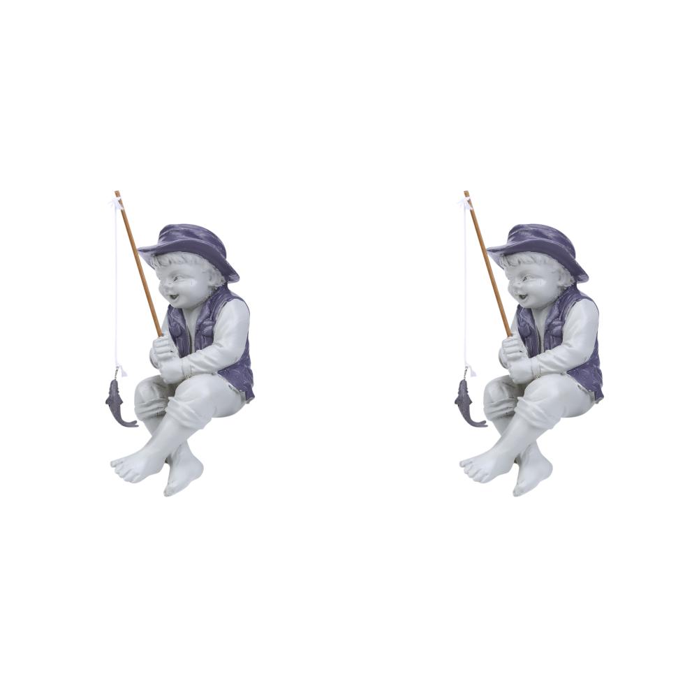 Забавный мальчик, отправляющийся на рыбалку, садовая статуэтка, декор, креативный рыбак, садовый двор, газон, украшение из смолы, наружная фигурка, украшения для дома