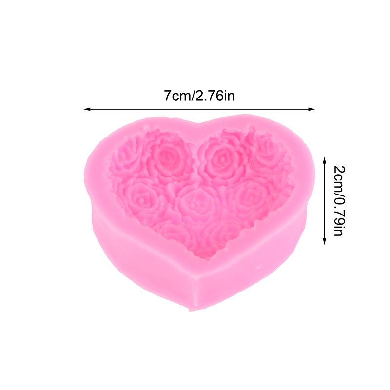 1Pc Heart Rose Flowers Shape Silicone Mould Diy Fondant Chocolate Soap Mold Candle Polymer Clay Molds Crafts Base Tool
