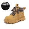 Детская мода Желтые ботинки Мальчики Подиум Короткие ботинки Теплые хлопковые ботинки