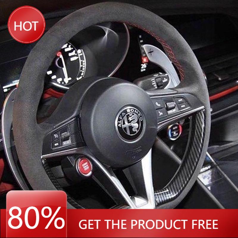 Hub Caps For Alfa Romeo Giulia 2016 2017 2018 Stelvio 2017 Hand Stitched Non-slip Suede Carbon Fibre Car Steering Wheel Cover zj1