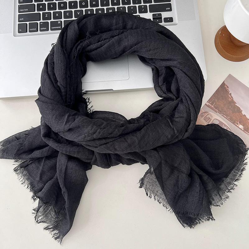 Autumn and Winter Scarf Women's New Versatile Long Solid Color High-end Scarf Warm Scarf Shawl Silk Scarf