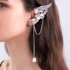 Charm Fairy Long Tassel Elf Ear Cuff Wrap Wings Resin Flowers No Piercing Elven Clip On Earrings For Women Cosplay Cosplay
