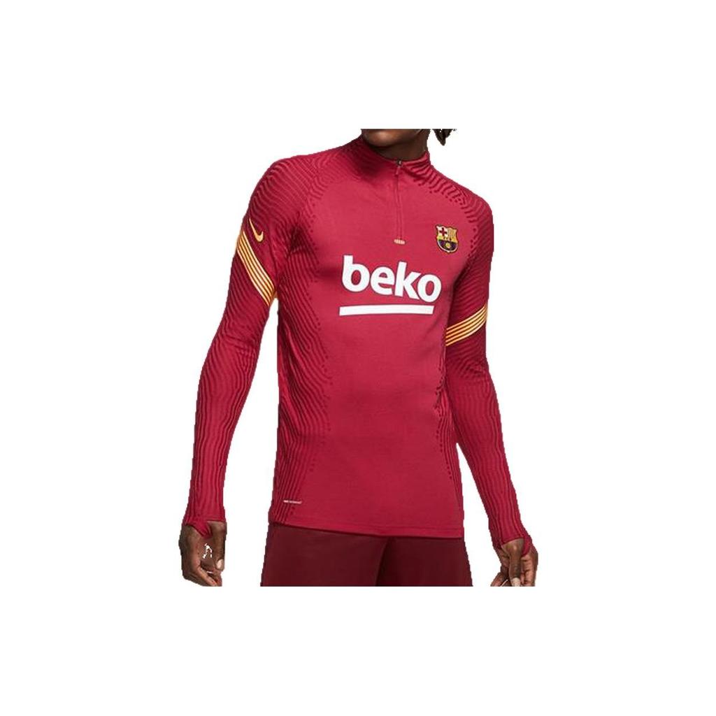 Nike Striped Half-Zip Long Sleeve VaporKnit Barcelona Player Version Jersey Men Tops Red CD5968-621