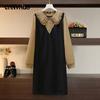 Spring and Autumn Women's Dress Plus Size Doll Collar Temperament Splicing Dresses