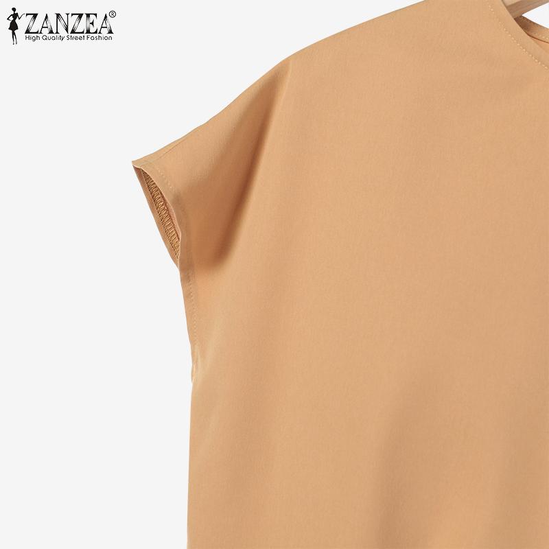 ZANZEA Летние наряды: женская блузка и брюки, повседневный костюм из двух предметов