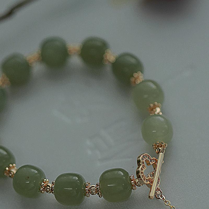 Модный изысканный браслет из бисера зеленого имитации нефрита для женщин, элегантная сладкая цепочка на запястье, стиль суда, банкет, повседневные ювелирные изделия