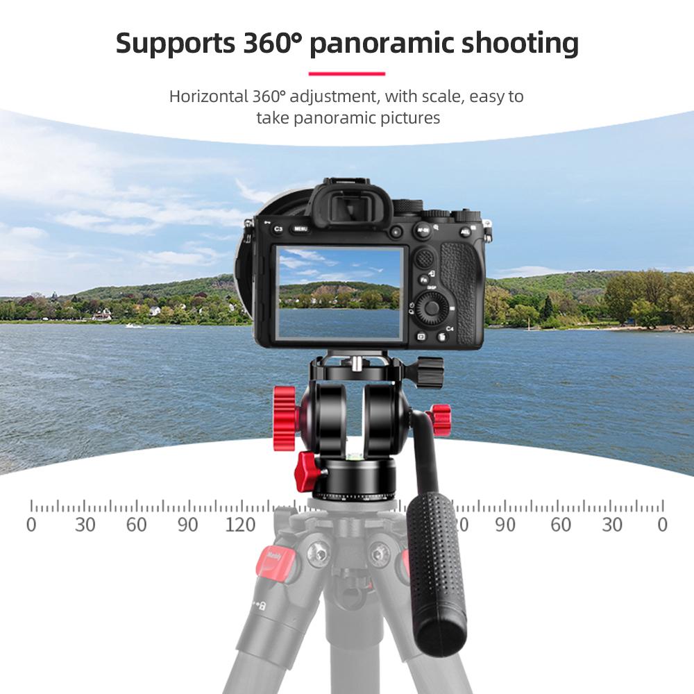 Manbily VH 1 Compact Video Fluid Head Pan Tilt Tripod Head Panorama Ballhead Tripod Mount Aluminum Alloy 3kg 6.61lbs