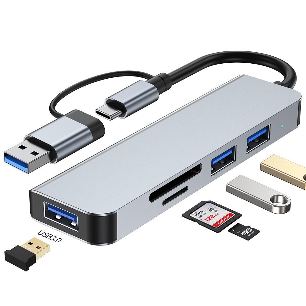 Адаптер-хаб Type C на USB 3.0 для ноутбука MacBook, расширение на 4 порта, высокоскоростная передача данных, разветвитель