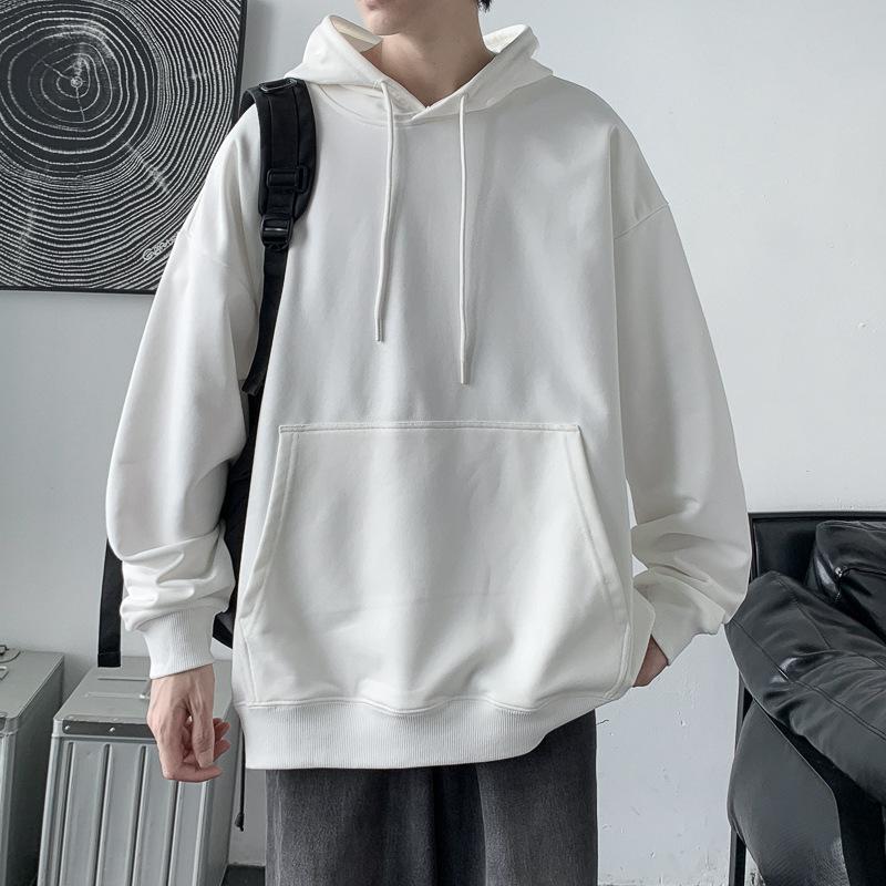 Весна Осень Повседневная толстовка с капюшоном Удобная толстовка с капюшоном Мужская свободная толстовка с однотонным пуловером Молодежная спортивная толстовка