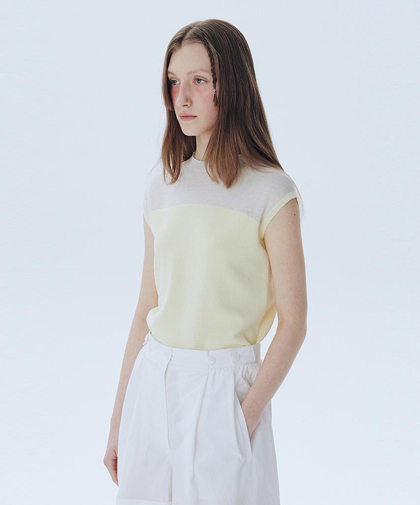 AHWE Sheer Mock Neck Sweater_Light Yellow