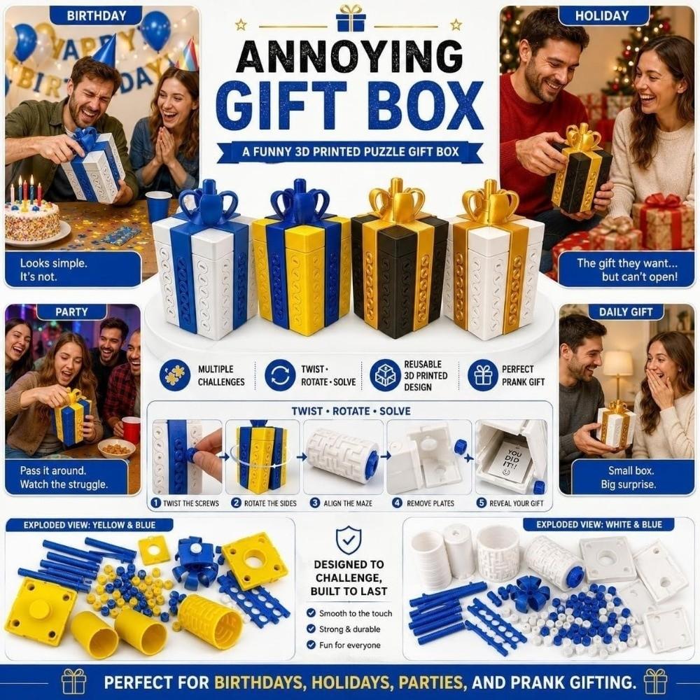 Abnehmbare 3D-gedruckte Scherz-Geschenkbox Lustige Scherz-Schraubenkiste Überraschungs-Geld-Rätselbox Für Weihnachten