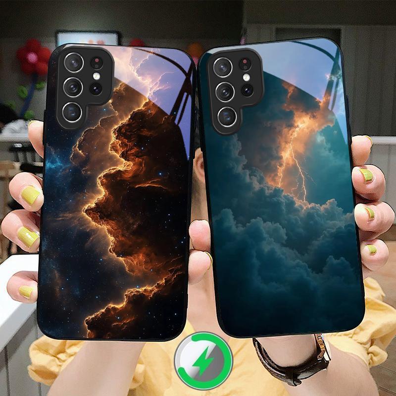 Горячий оранжево-золотой цвет Подходит для Samsung Galaxy S25 Ultra S20 FE S21 S22+ S23 Plus S24 S26 Edge магнитное стекло Чехол для телефона
