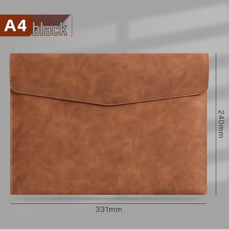 A4 PU Leather Zipper Pouch: Business Office File Bag & Stationery Folder