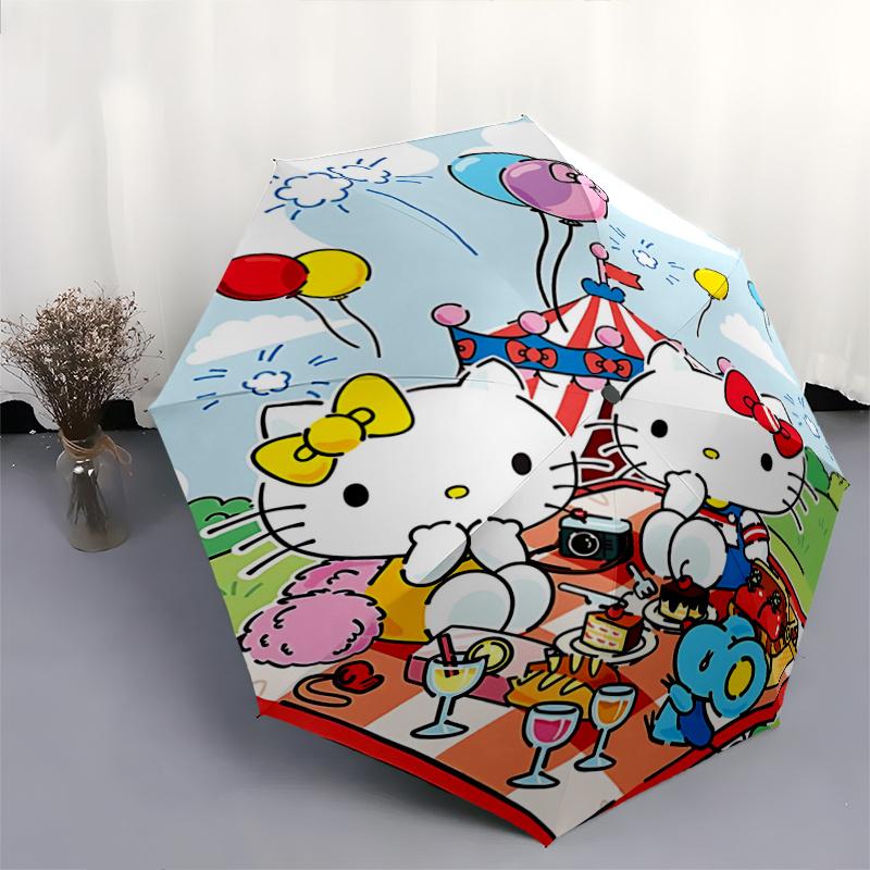 1pc Hello Kitty Picnic with Automatic Opening Umbrella - Portable Folding Design, 8-Bone Iron Frame, Outdoor, Perfect Gift for Fans, Travelers, Everyd