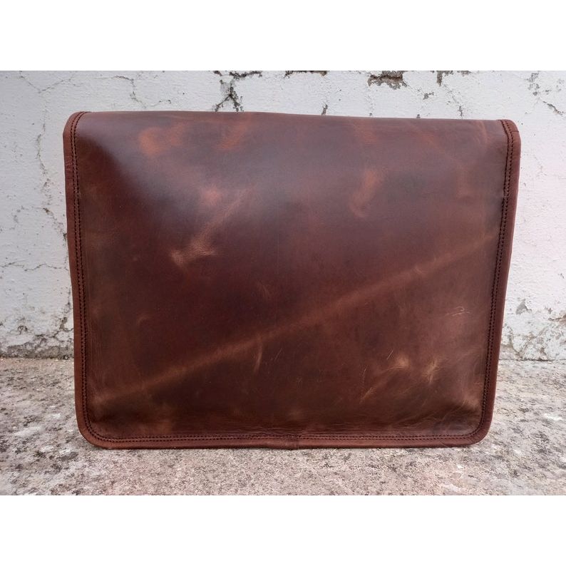 Leather Messenger Bag Men Laptop Bag Women Crossbody Leather Shoulder Bag Brown Computer Collage Bag