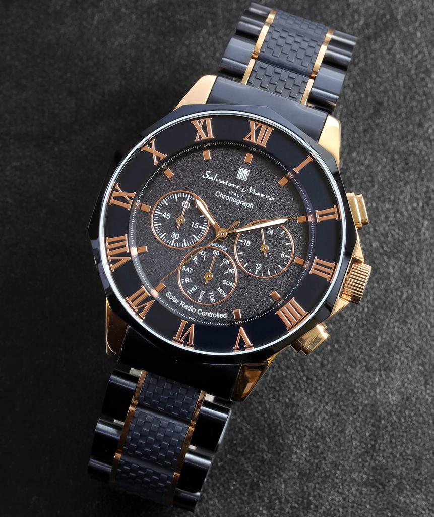 Часы Radio Solar Chronograph Limited Model Navy Pink Gold [Salvatore Mara] мужские SM16110-PGNV
