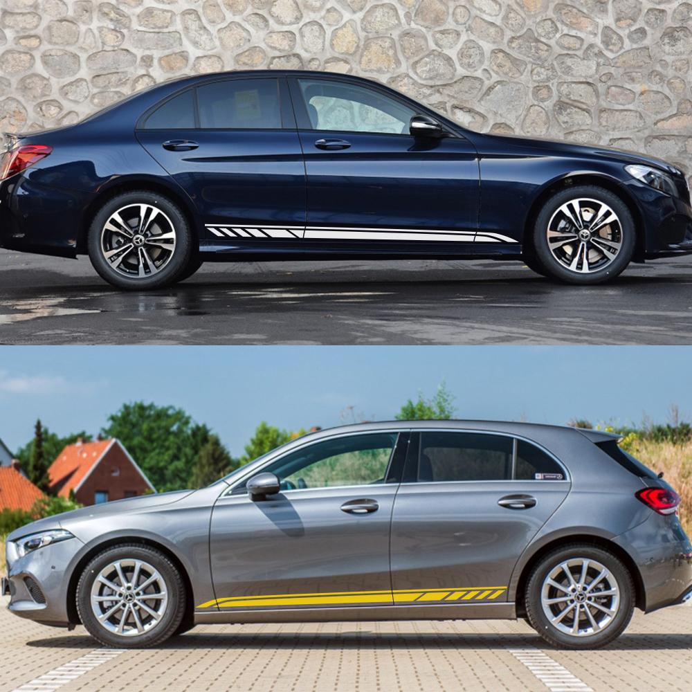 Автомобильные боковые полосы из ПВХ наклейки для Mercedes Benz W205 W204 W203 W212 C-Class C180 C200 C300 C63 Виниловый стайлинг Аксессуары для тюнинга
