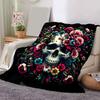 1pc Skull Printing Lightweight Flannel Blanket, Comfortable and Warm Blanket, for Camping Sofa Bed and Couch Office, Gift
