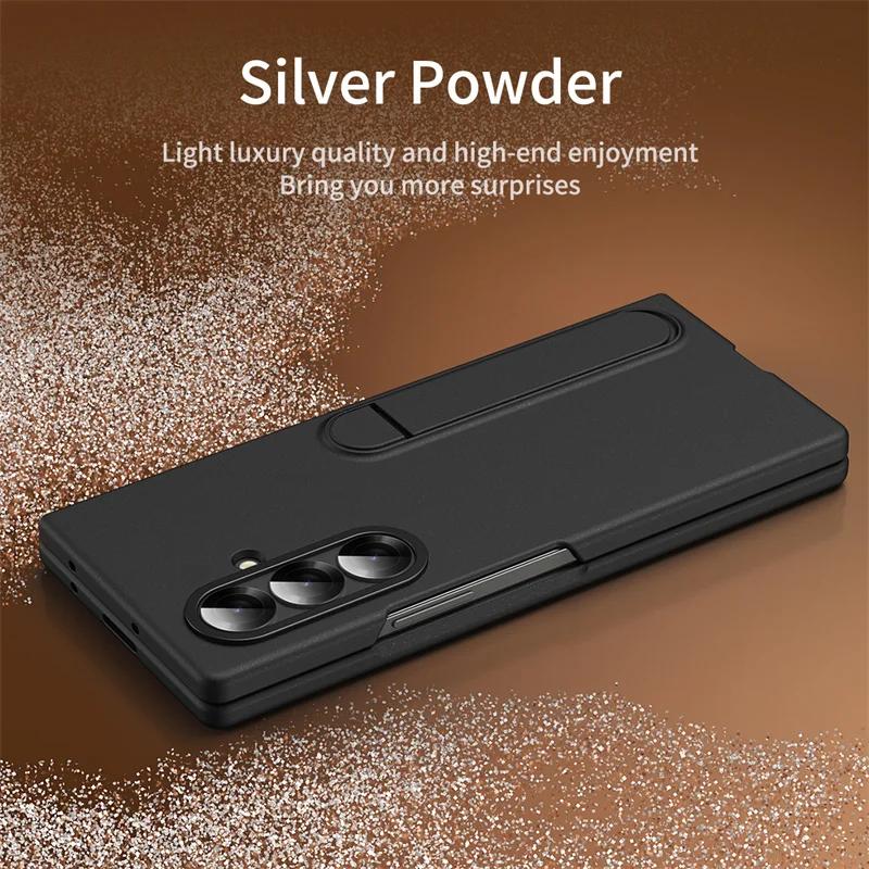 Премиальный чехол для телефона с держателем для нового горячего Samsung Galaxy Z Fold 7 6 5 4 3 Ультратонкий противоударный защитный чехол с покрытием, как кожа