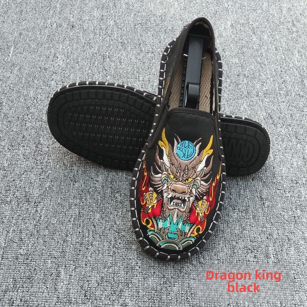 Embroidery Loafers Men Breathable Slip On Cloth Shoes  Lightweight Flat Shoes Men Leisure Sneaker