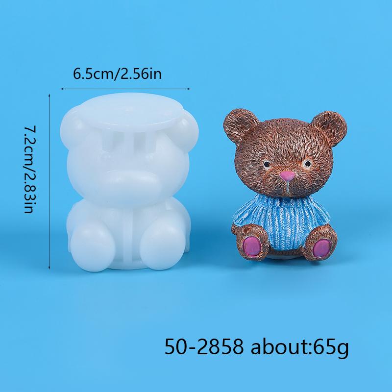 Силиконовая форма для свечи в виде медведя на День святого Валентина, 3D-медведь с сердцем, форма для мыла, гипса, орнамента для домашнего декора