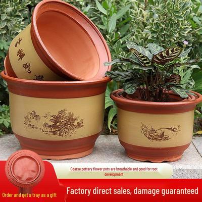 Большой терракотовый керамический горшок из фиолетовой глины для орхидей и бонсай