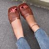 Spring and Summer Footwear Plus Size Slippers Flat-bottomed Square Leather Stitching Women's Shoes