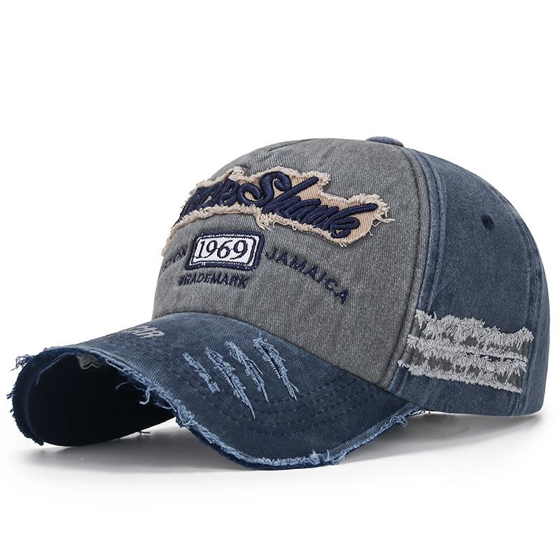 Кепка бейсболка с дыркой, с необработанным краем, выстиранная, состаренная, вышитая, цифровая, пятипанельная, солнцезащитная, экспортная, в наличии