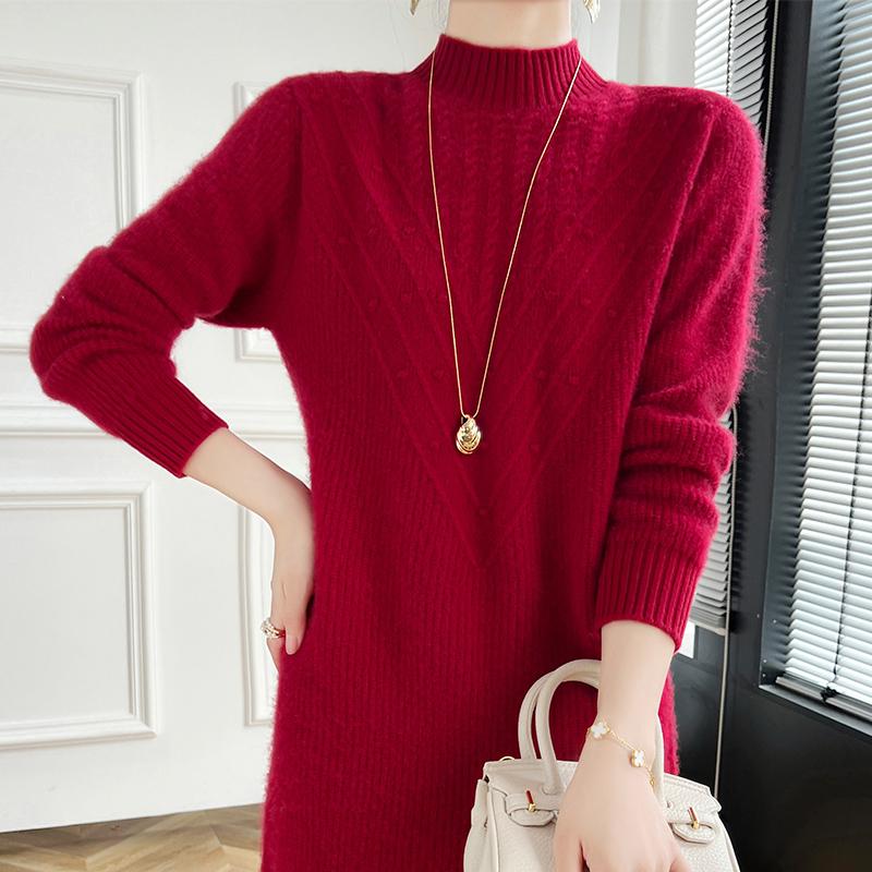 Женское кашемировое платье Qinghe кашемир 30% кашемир 70% шерсть осенне-зимняя кашемировая юбка мягкая и теплая