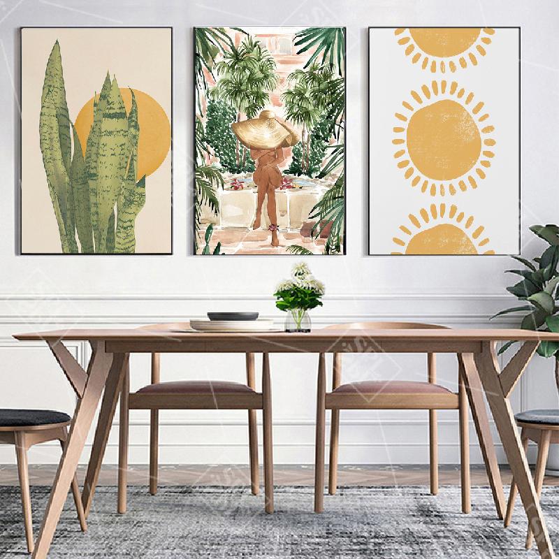 Tropical Summer Woman Art Boho Chic Watercolor Jungle Print Canvas Painting Living Room Bath Wall Home Decor Poster Pictures