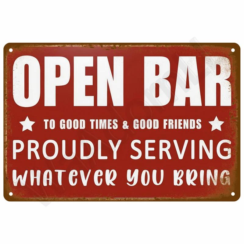 Винтажная металлическая пластина Жестяная табличка Тарелки Бар Ретро Металлическая вывеска Настенное искусство Мурал Эстетичные предметы декора для комнаты дома Постер Украшение для гаража