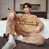 Men's Winter Flannel Pajamas - Thick Plush Coral Fleece Long Sleeve Set
