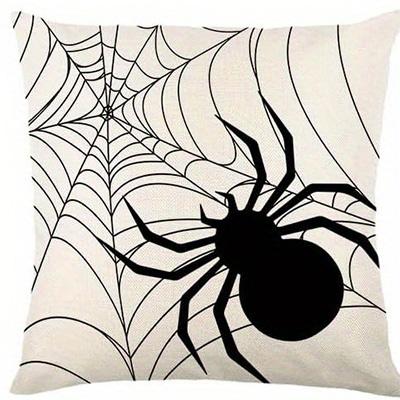 Home Decor Halloween Cat, Pumpkins & Spider Print Pillow Pattern Cushion Cover Suitable For Sofa Bedroom Car Pillow Cover