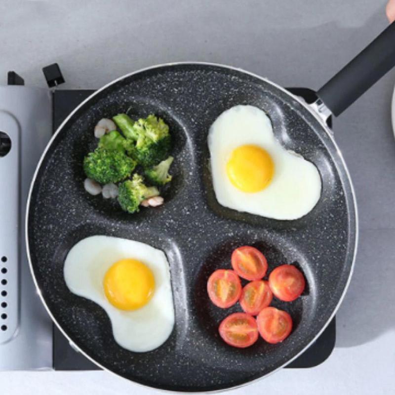 Сковорода с 4 отверстиями, утолщенная сковорода для омлета, антипригарные сковороды, сковорода для стейков, сковорода для приготовления пищи, кухонная утварь, двойная для блинов, яиц, ветчины O1Q1