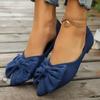 2024 Women's Flat Shoes Summer New Style Bow Pointed Toe Women's Loafers Fashion Sports Shoes Casual Shallow Mouth
