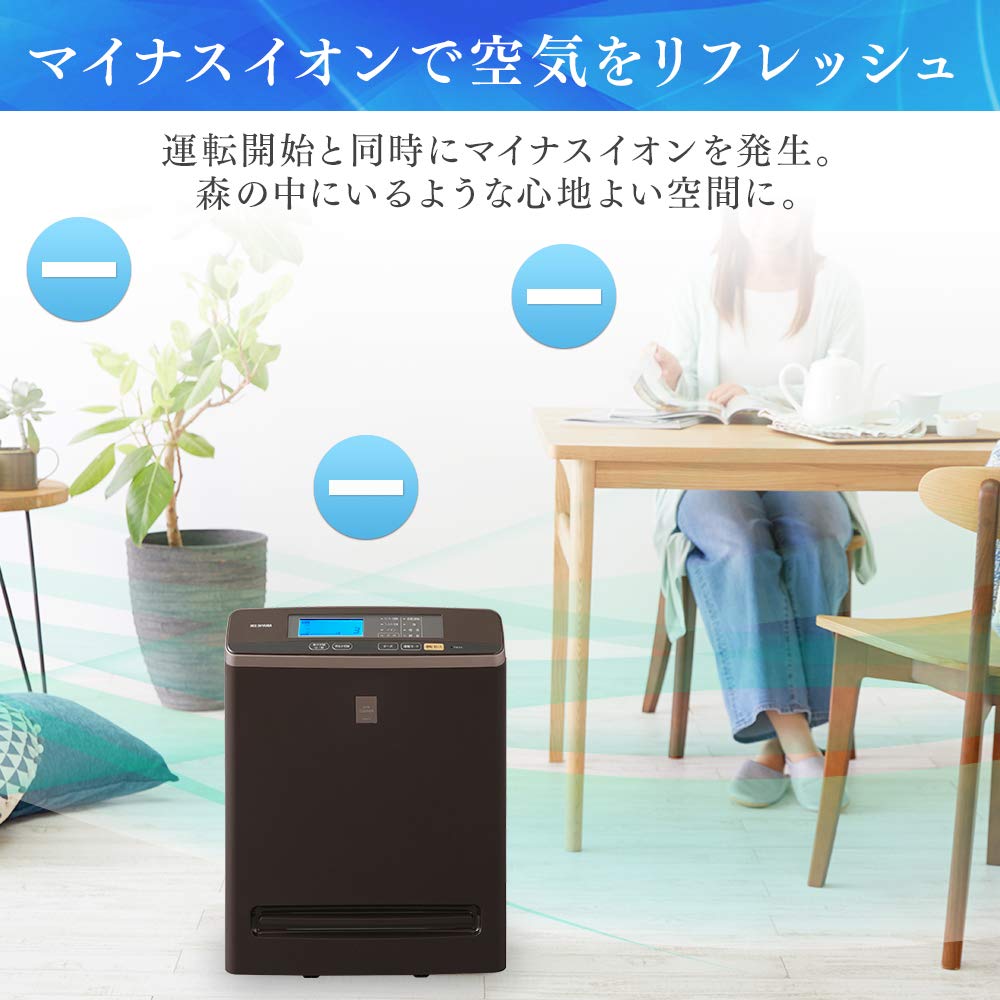 IRIS OHYAMA Air Purifier with Monitor 17 Tatami Brown RMDK-40