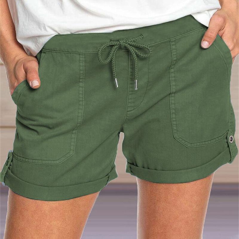 GMXIA Летние однотонные прямые повседневные брюки женские шорты на шнуровке
