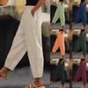 Yangi Ayollar Shim Paxta Zig'ir Bir Rangli Moda Kundalik Yon Cho'ntak Elastik Kundalik Shimlar Ayollar Shimi