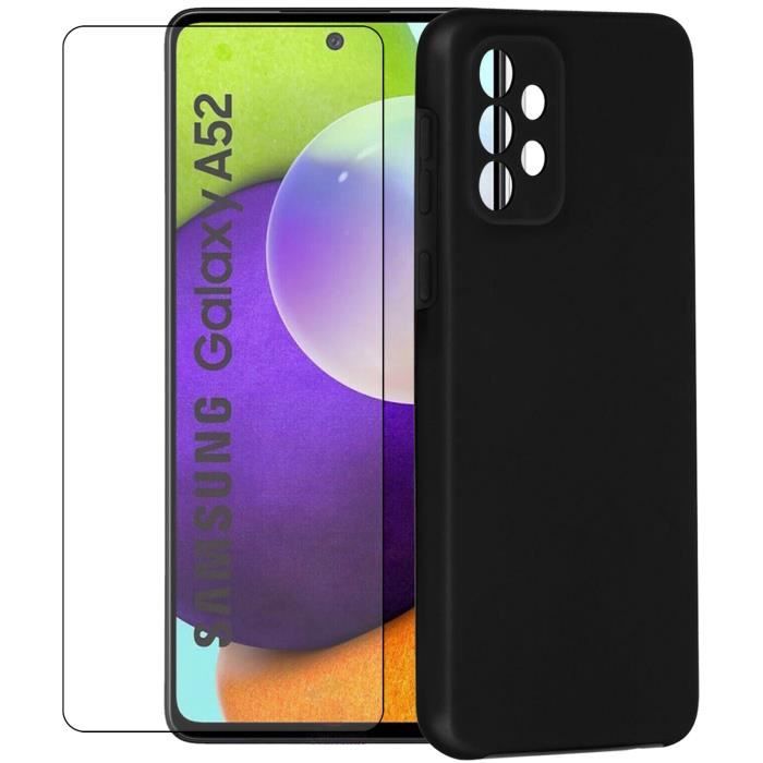 Coque et verre trempé - Yuan Yuan - Samsung Galaxy A52 SM-A525F - Noir - Silicone - Ultra-Fin