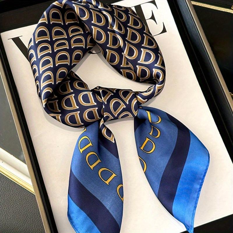 1pc New Arrivals Silk Feel 'd' Letter Printed Bandana for Women, Can Be Used As Scarf, Waistband, Bag Accessory, Headband, Fashion Silk Scarf Bandana
